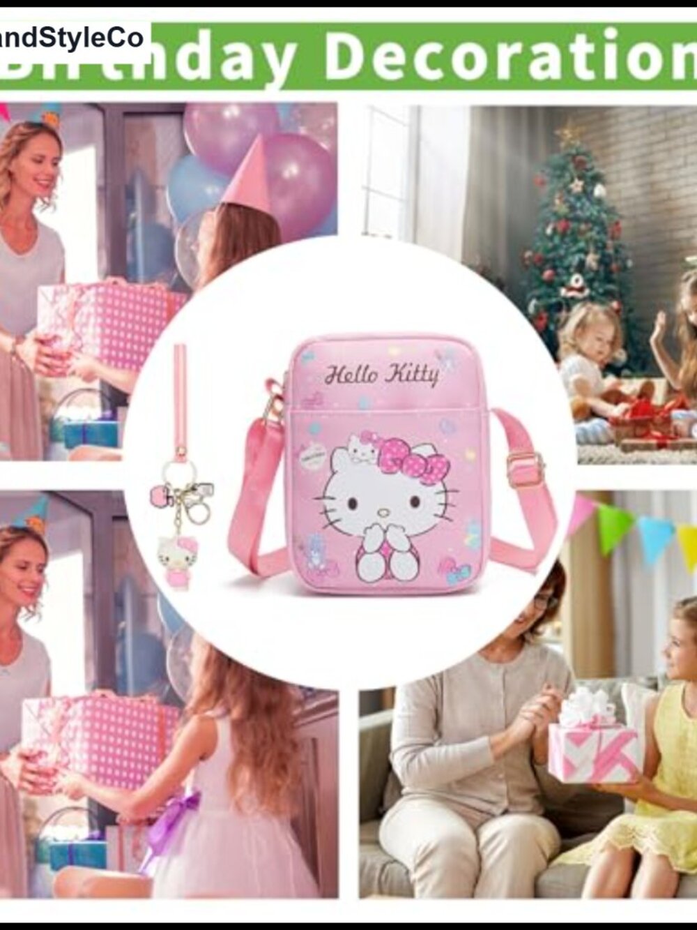 Cartoon Crossbody Bag PU Leather Mini Shoulder Bag with Keychain - Picture 6 of 6